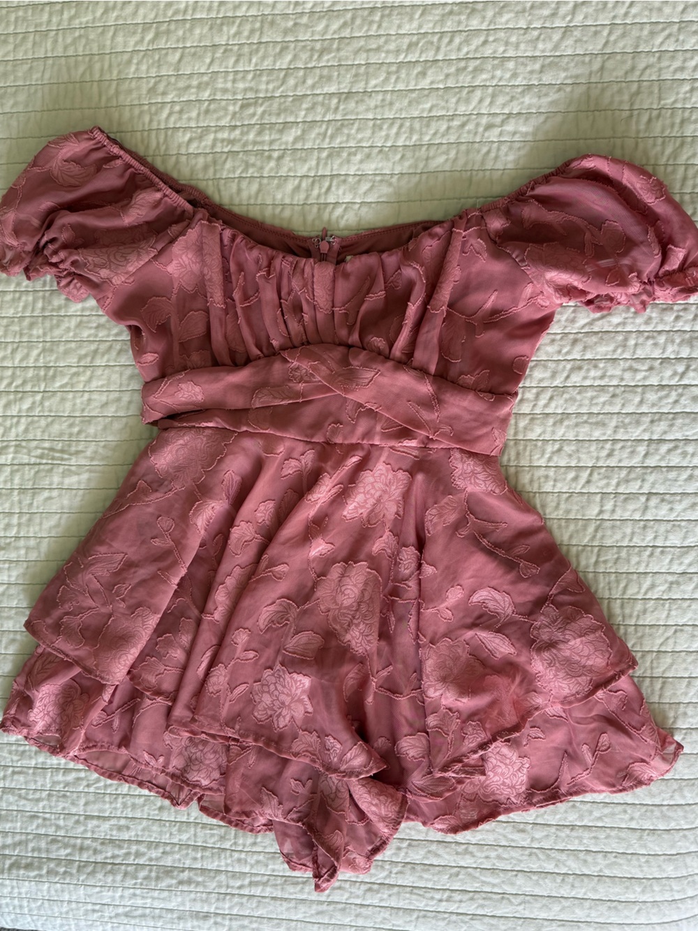 Blush Rose Embroidered Off-Shoulder Romper